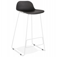 Tabouret de bar noir design avec assise design très solide et pied stable de couleur blanc en métal antidérapant