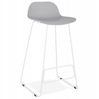 Designer grey bar stool with very solid designer seat and stable non-slip white metal base