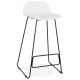 Designer white bar stool with very solid designer seat and stable non-slip black metal base