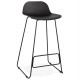 Designer black bar stool with very solid designer seat and stable non-slip black metal base