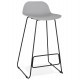 Designer gray bar stool with very solid designer seat and stable non-slip black metal base