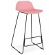 Designer pink bar stool with very solid designer seat and stable non-slip black metal base