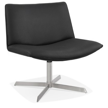 BLACK armchair in imitation leather with padded seat KORSA