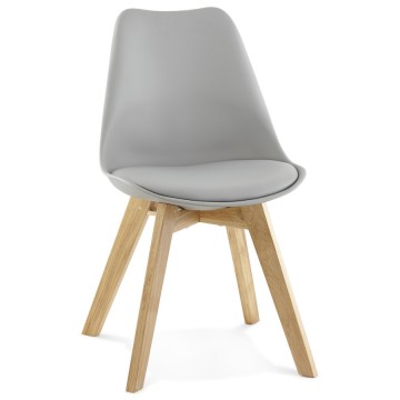 Imitation leather GREY chair with oak leg TYLIK