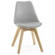 Gray chair with oak legs and upholstered seat in gray imitation leather
