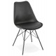 Designer black chair with solid polypropylene shell and comfortable padding covered in black imitation leather