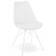 Chaise blanche design avec coque solide en polypropylène et rembourrage confortable revêtu de similicuir blanc
