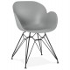 Design grey chair with metal legs and highly resistant molded shell, made of propylene