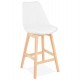Tabouret de bar blanc mi-hauteur au style scandinave avec assise rembourrée en similicuir blanc et pieds en bois solides