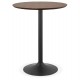 Natural bar table or high table with round wooden top and solid metal leg