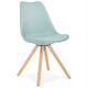 Simple and robust chair with blue imitation leather seat and beech wood legs