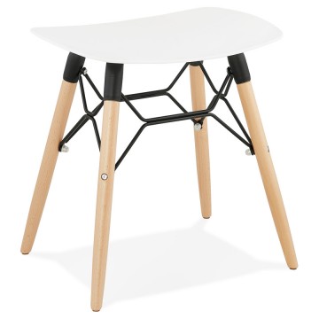 WHITE stool in scandinavian style with wooden base JARTEL