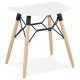 Scandinavian white stool with curved ABS seat and resistant wooden base