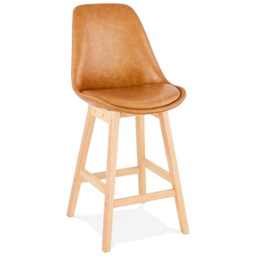 Upholstered and refined BROWN mid-height bar stool JANIE MINI