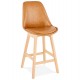 Brown mid-height bar stool in a refined design with soft padding and solid wooden foot