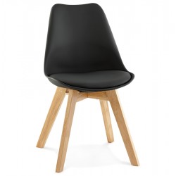Imitation leather BLACK chair with oak leg TYLIK
