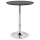 Black high table with round top and chromed metal leg