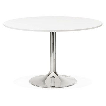 Design WHITE round table 120x120 with chromed base RADON