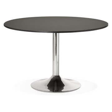 Table ronde design NOIRE plateau 120x120 avec pied chromé RADON