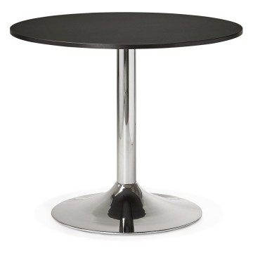 Table ronde design NOIRE plateau 90x90 avec pied chromé RADON