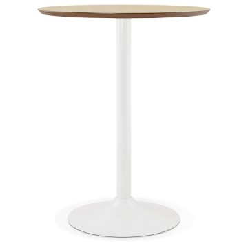 Round WHITE high table whith natural plate STAAN