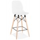 Scandinavian style white bar stool with natural wood legs and metal footrest