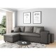 Corner sofa 3 seater convertible light gray OSLO with right fixed niche
