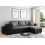 Black and dark gray convertible corner sofa OSLO with left fixed niche