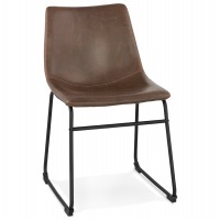 BROWN chair with visible seams and metal legs BIFF
