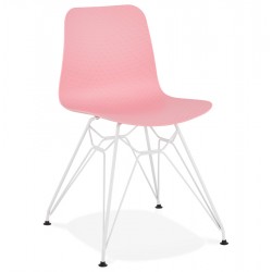 Resistant PINK chair with geometric patterns and metal base FIFI