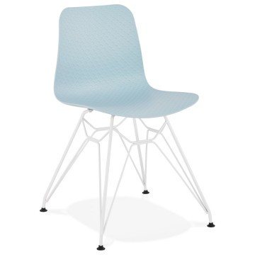 Resistant BLUE chair with geometric patterns and metal base FIFI