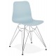 Resistant BLUE chair with geometric patterns and CHROME metal base FIFI