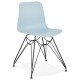 Resistant BLUE chair with geometric patterns and BLACK metal base FIFI