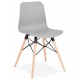 Solid GREY chair with geometric patterns and wooden legs GINTO