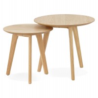 Nesting tables with NATURAL wooden top and solid oak base ESPINO