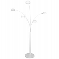 Lampadaire design avec pied en métal blanc et abat-jours blancs