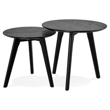 Nesting tables with BLACK wooden top and solid oak base ESPINO