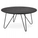 Round BLACK coffee table with oak veneer top RUNDA