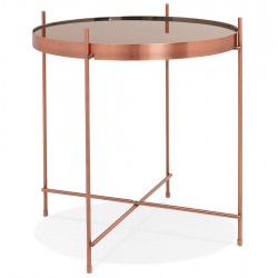 COPPER coffee table with mirrored glass top and solid metal structure ESPEJO MINI