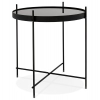 Table d'appoint NOIRE avec plateau en verre miroir et structure solide en métal ESPEJO MINI