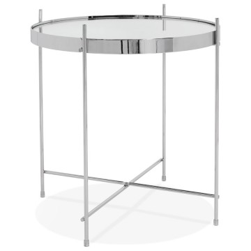 Table d'appoint CHROMÉE avec plateau en verre miroir et structure solide en métal ESPEJO MINI