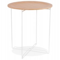 Side table with natural wooden tray top and white legs OOLA