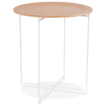 Side table with natural wooden tray top and white legs OOLA