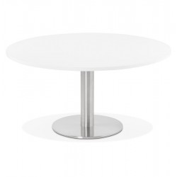Ultra design WHITE round coffee table with metal foot MARCO