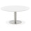 Round WHITE coffee table with MDF top and brushed steel legs STUD