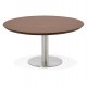 Round WALNUT coffee table with MDF top and brushed steel legs STUD