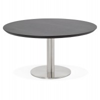 Round BLACK coffee table with MDF top and brushed steel legs STUD