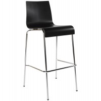 Black and stackable wooden stool (large format) with metal frame