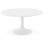 WHITE round coffee table with wooden top and metal leg YUZU