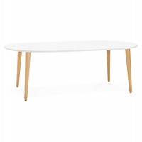 Extendable WHITE table with beech legs and wooden top NUNAVUT